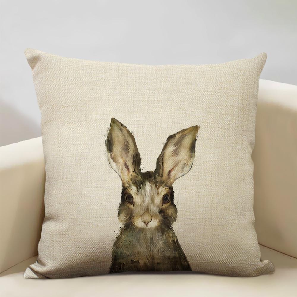 Animal Portrait Bear Lion Tiger Deer Cushion Cover Home Decoration Linen Pillow Cover 45x45cm Sofa Pillow Case Children's Gift