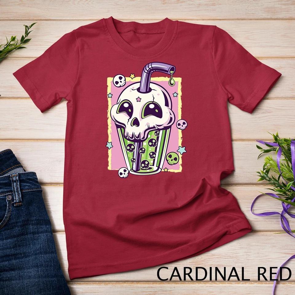 Kawaii Pastel Goth Creepy Skull Boba Bubble Tea Vaporwave Unisex T-shirt 2 L