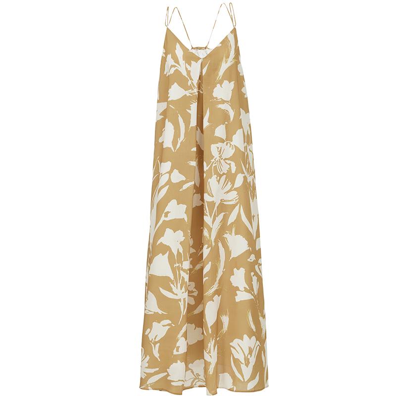 VEROMODA 2025 Summer Tencel Linen Printed Strappy Maxi Dress