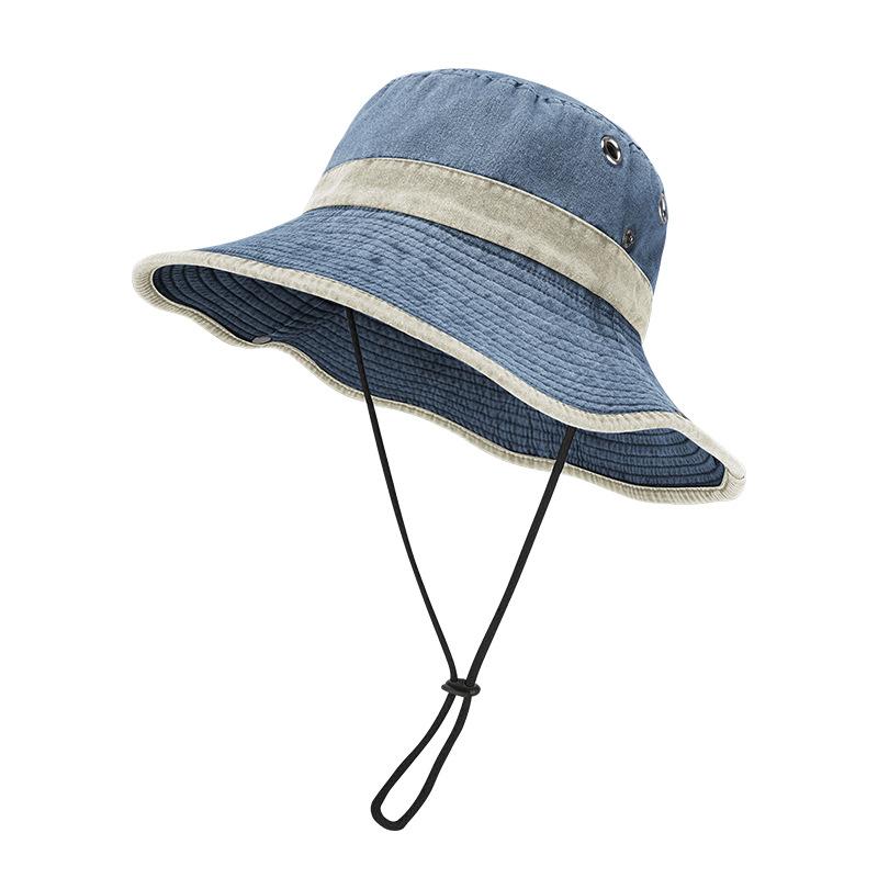 Four seasons bucket hat men's pure cotton washed old sunscreen hat versatile outdoor women's sun hat