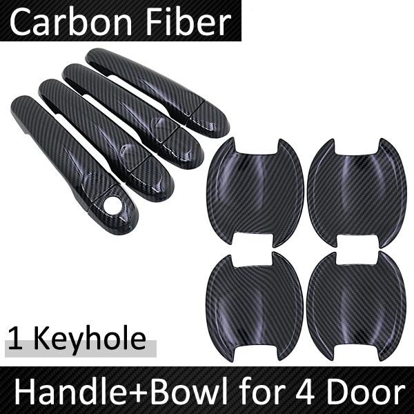 Black Carbon Fiber Door Handle Cover for Nissan Micra K13 Renault Puls 2011~2016 2015 Car Accessories Stickers Trim Set Chrome