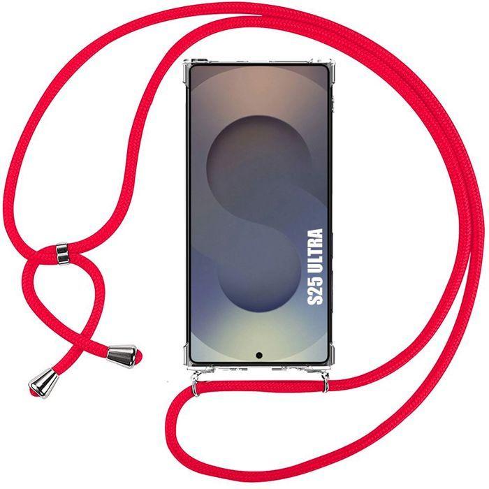 Hülle für Samsung Galaxy S25 Ultra - Schutz mit rotem Umhängeband - BOOLING®