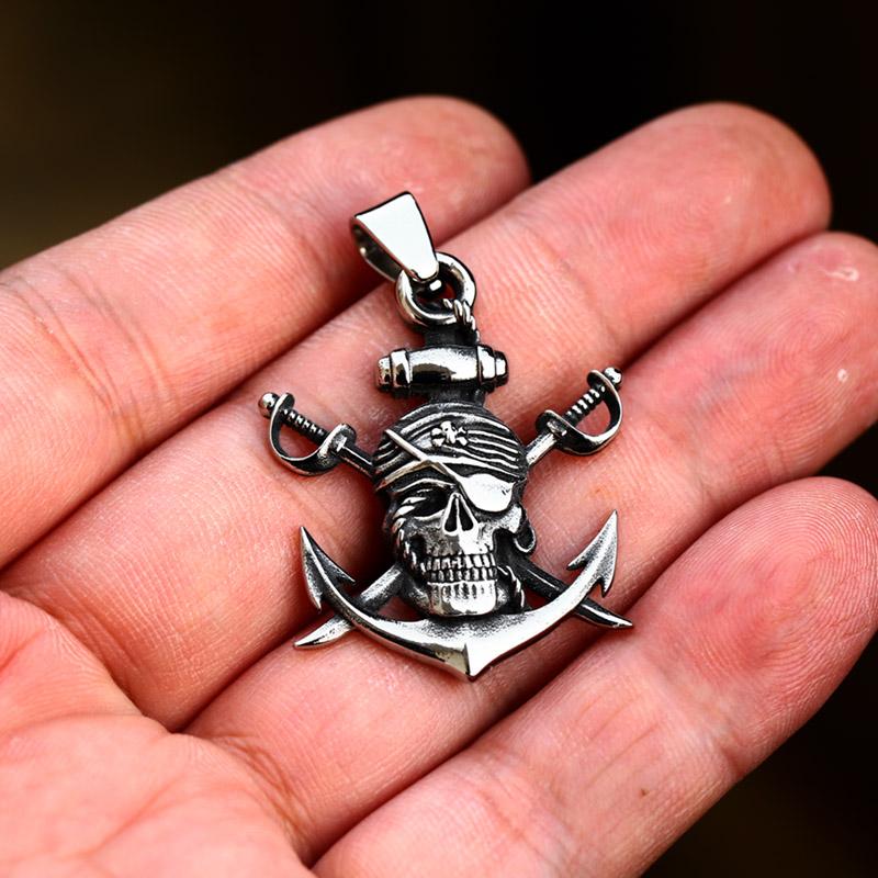 BEIER 2023 New Creative Design Stainless Steel Pirate Pendant Anchor Necklace For Men Viking Movie Jewelry Wholesale