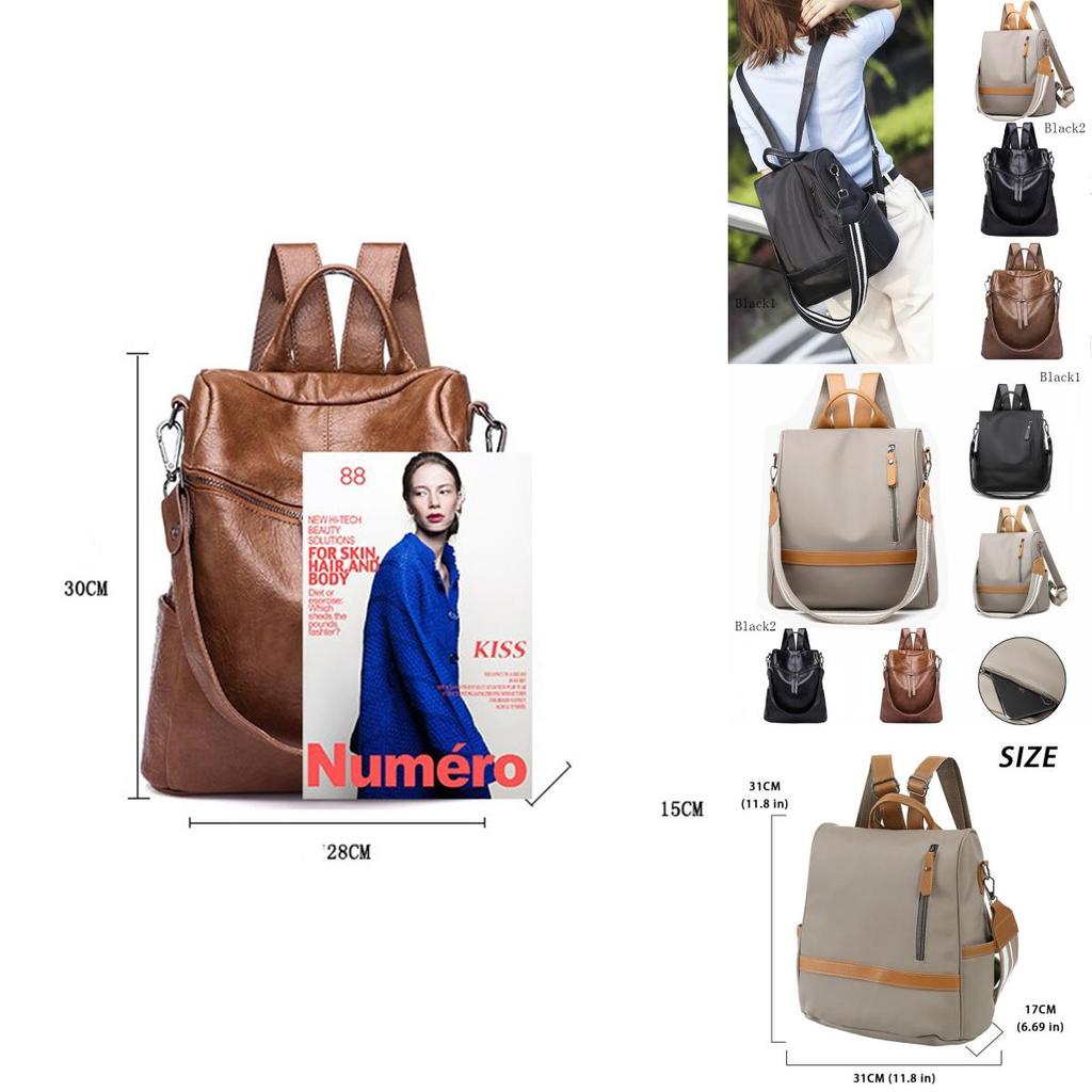 Zaino alla moda da donna impermeabile antifurto in tessuto Oxford per viaggi e uso quotidiano