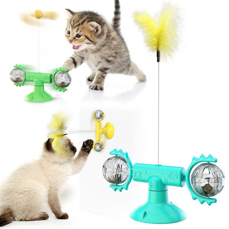 Cat Carousel Pinwheel Pet Toy With Suctions Pet Funny Relieving Supplies