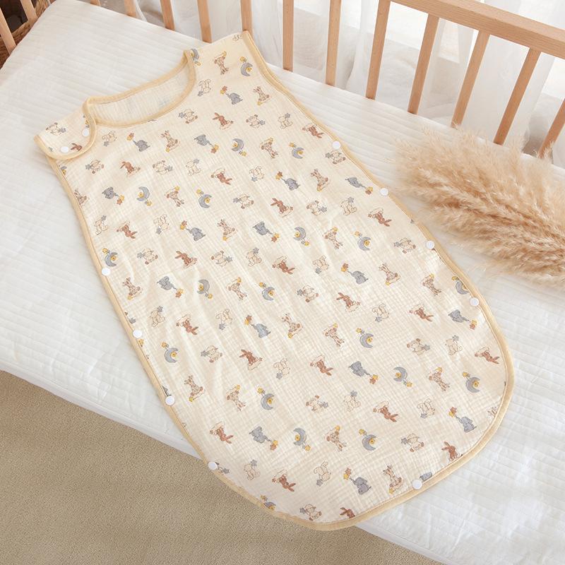 Four-Layer Children's Sleeveless Gauze Sleeping Bag: Anti-Kick, Summer-Weight, Korean Style.