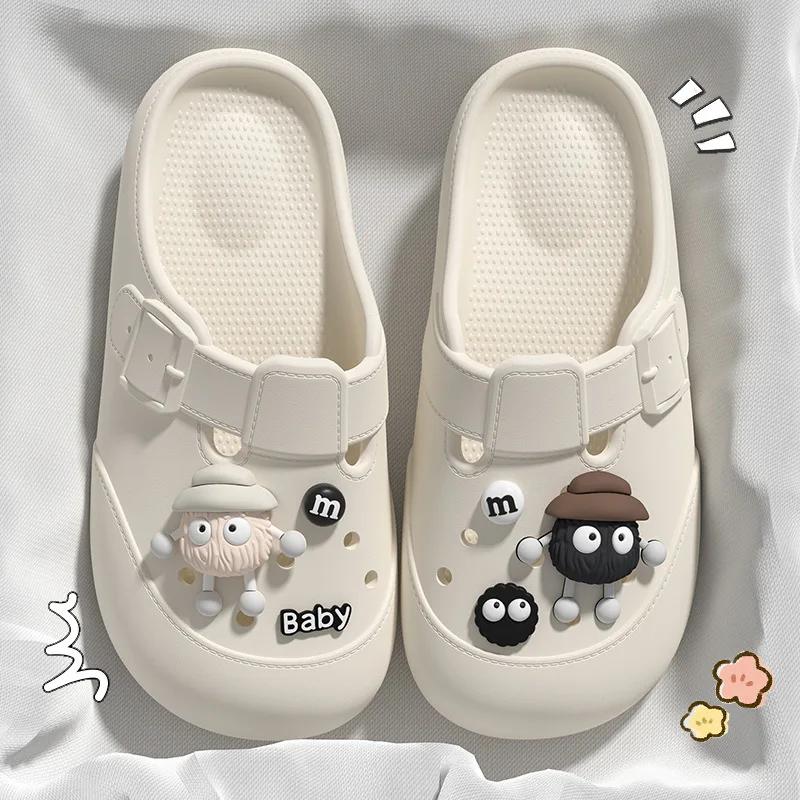 

Fashion 2025 New Baotou Slippers Summer Women Indoor Anti Slip Women Shoes Anti Odor Fashionable Breathable Sandals Summer Women Shoes 40-41 белый