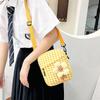 Adorable 2022 Korean Style Checked Canvas Shoulder Bag For Girls With Floral Accents And Medium Size