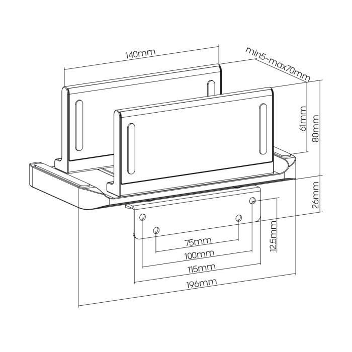 Support mini pc - maclean - mc-454 - noir - compatible vesa - charge 3 kg