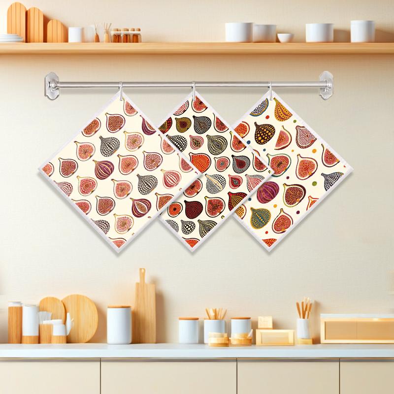 

6PCS Cleaning Dishcloths Reusable Kitchen Dish Towels Vintage Fig Fruits Pattern Dishcloth Absorbent Lint Free Cloth Washable Duster Rags Tea Towels J142B-3PCS
