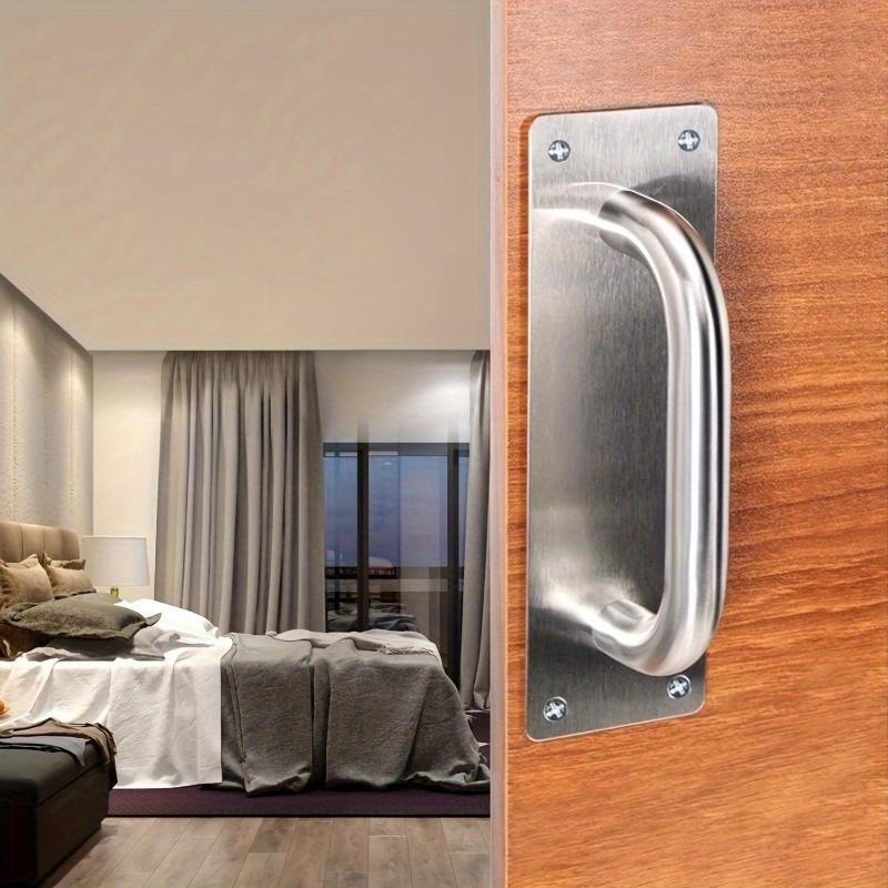 Modern Style Handle Sliding Door Pull Silver Stainless Steel Holder Barn Closet For Sliding Doors Wide Base for Enhanced Grip