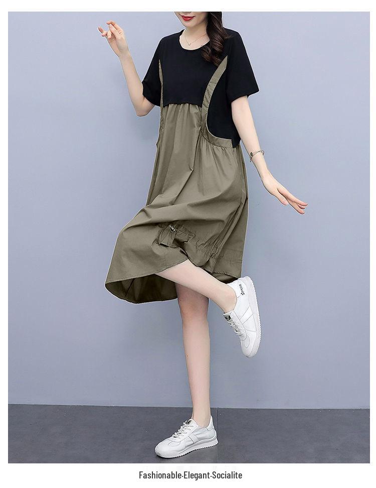 Plus Size Women's Stylish Korean Mid-Length Dress - Summery 2024 Trend