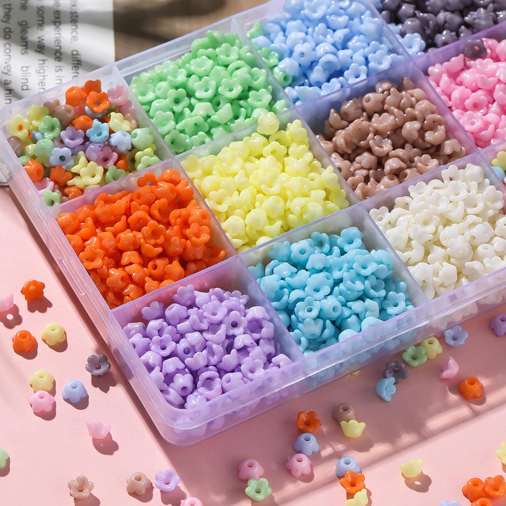 100Pcs 9mm Small Flower Beads Handmade DIY Bracelet Necklace Beaded Jewelry Accessories