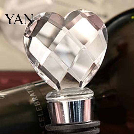 Chrome Bottle Stopper Crystal Heart Shape Wedding Favor Drink Reception