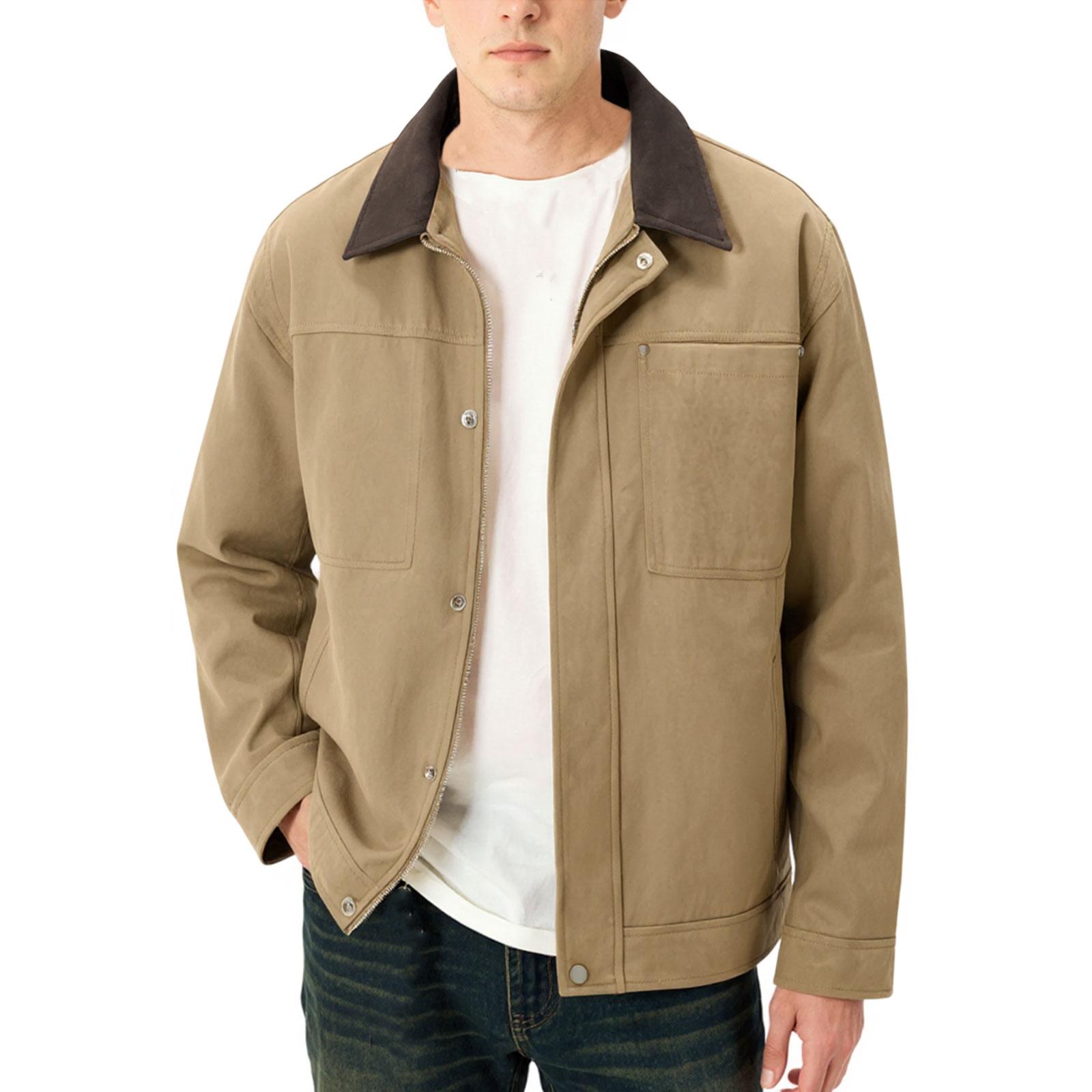 

Men s Outdoor High Quality Leisure Loose Flip Collar Charge Ahead Jacket Coat XXL коричневый