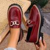 Women Loafers Thick Heel Chunky Casual Shoes Spring Autumn Retro Flats Shoes Women Round Toe Metal Decorated Sneakers Women