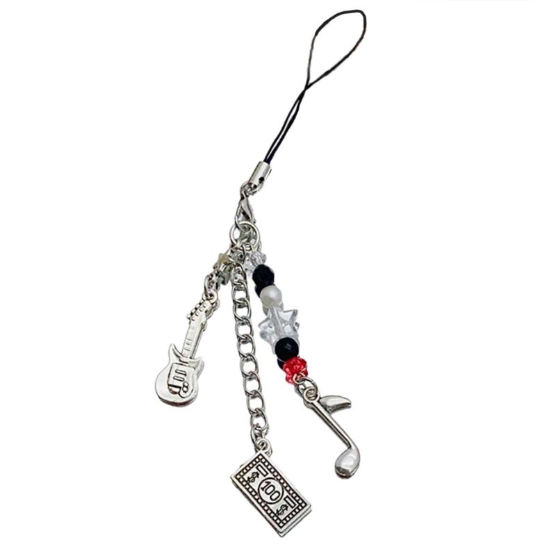 Shell Fish Tail/Bass/Heart Needle Keyring Phone Charm Detachable Phone Lanyard Beaded Keychain Jewelry for Wallet