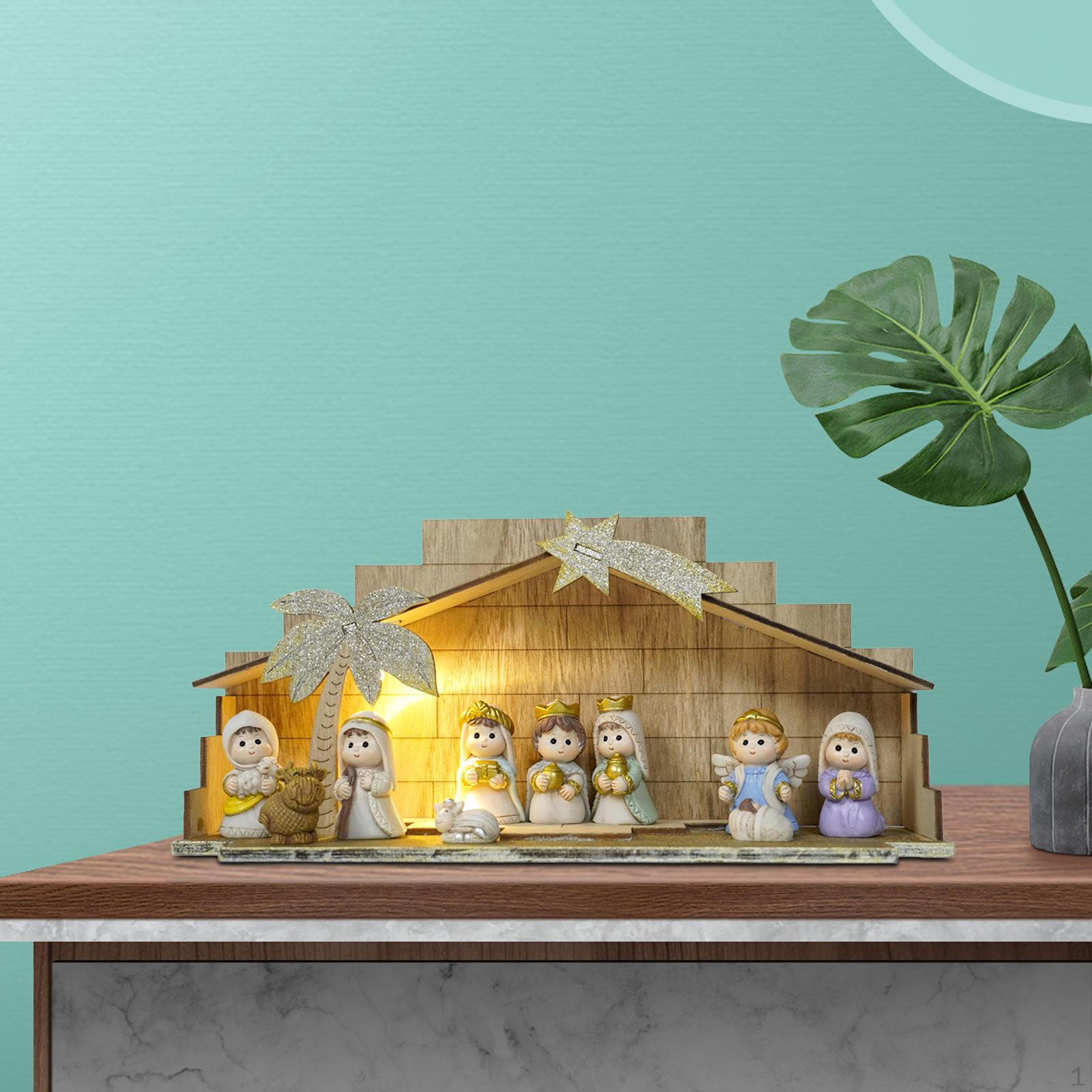 

Resin Nativity Figurines Set Art Decor Jesus Scene Crafts for Desktop