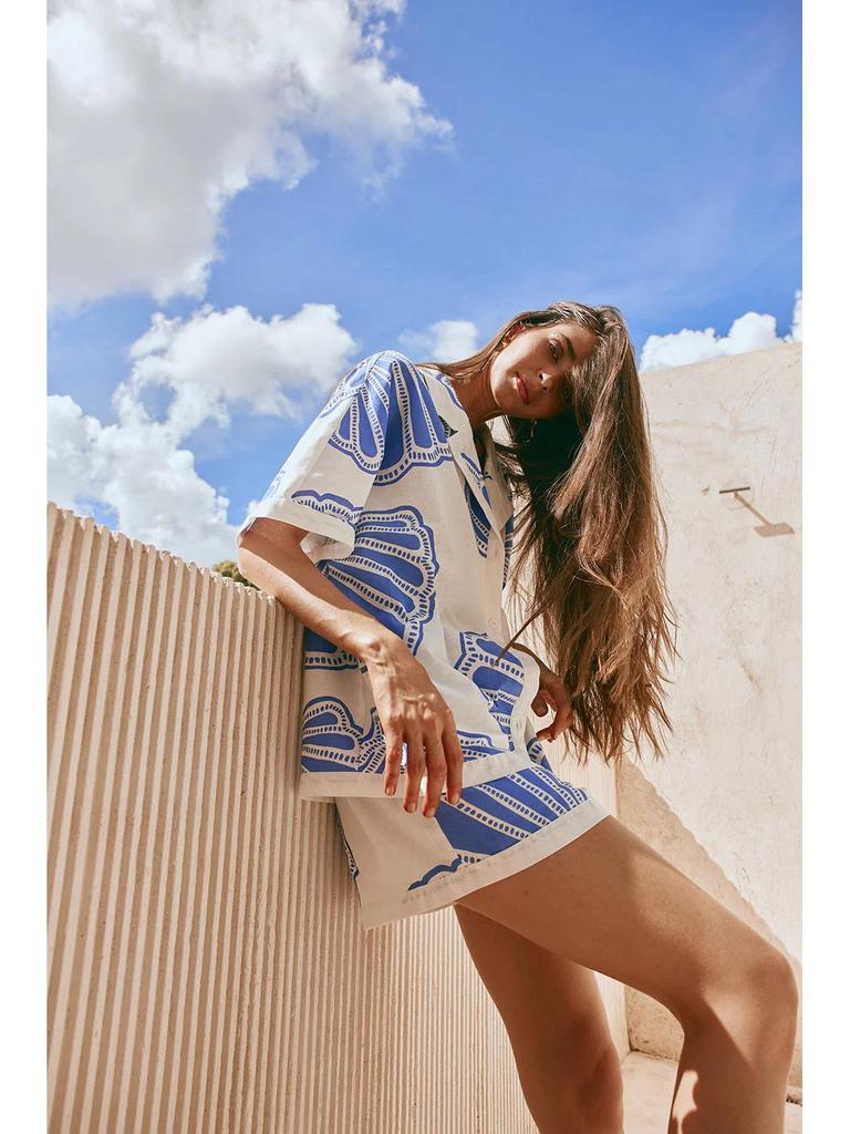 Spot 25 Summer Casual Fashion V-Neck Print Short Sleeve Homewear Set