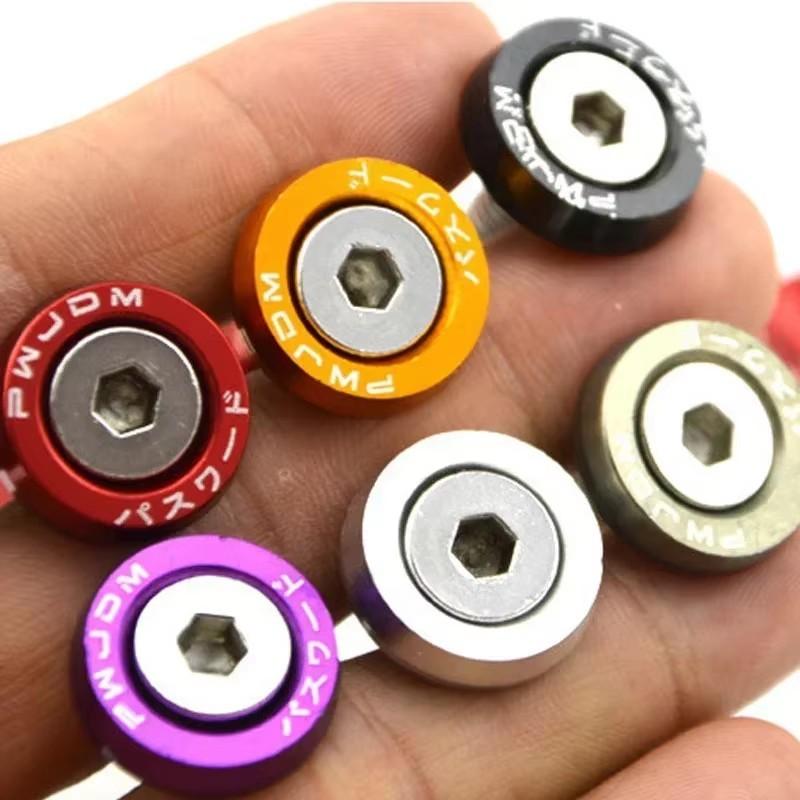 10Pcs M6 Car Modified Fasteners Fender Washer JDM Screw Gasket  Aluminum Mudguard Bumper Engine Concave Screws Car Accessories