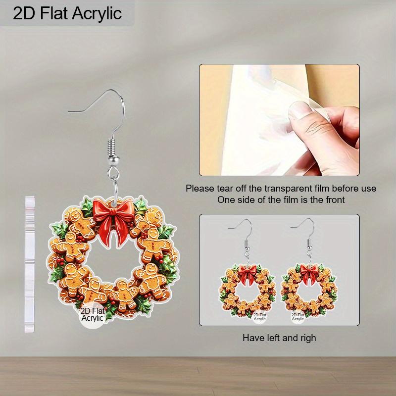 2D Flat Christmas Gingerbread Bell Wreath Dangle Earrings, Lightweight Acrylic Material,  Ideal for Party Gifts, Jewelry, and Christmas Gifts.