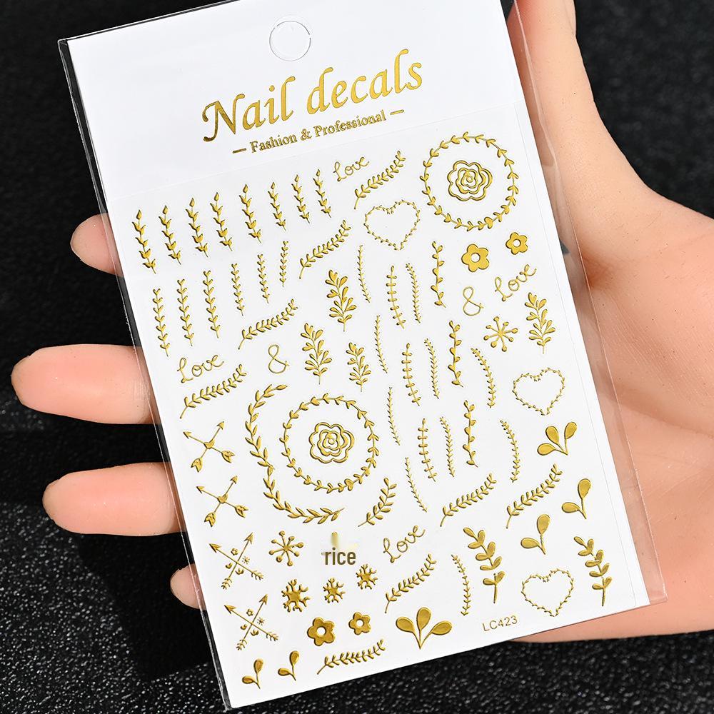 Best-Selling Japanese Aesthetic Laser Silver Heart Nail Stickers - Plant-Inspired Nail Art