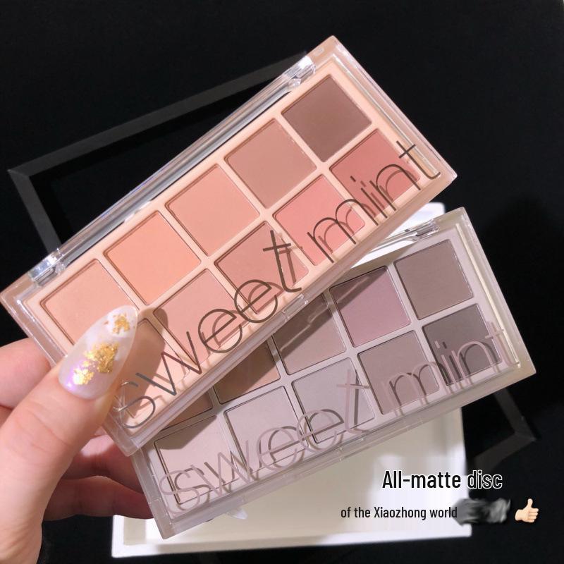 Sweet Mint Ten-Color Eye Shadow Palette - Shimmer, Matte & Glitter for Daily Wear