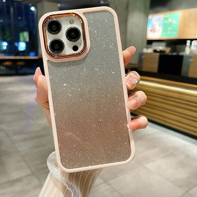 Placcatura Cornice Obiettivo Fotocamera Cover Posteriore Glitter Gradiente Per Iphone 14 Pro Max Plus 11 12 13 Pro Max Custodia Bumper Antiurto