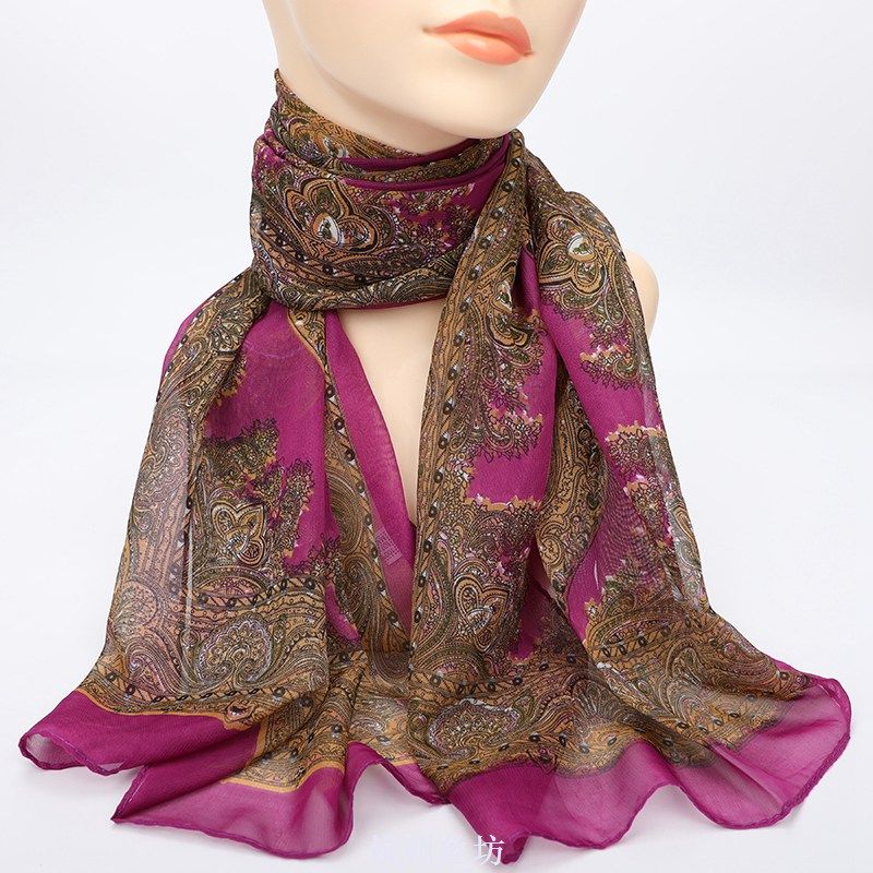 

Женские декоративные шарфы в этническом стиле в стиле ретро Шарфы с принтом Тонкие шарфы Длинные шарфы Шифоновые шарфы