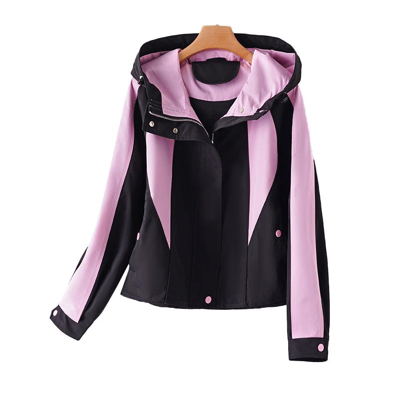 Spring/Autumn 2024 Women's Loose Fit Color Block Patchwork Windbreaker Jacket, Small Size, Style YL623