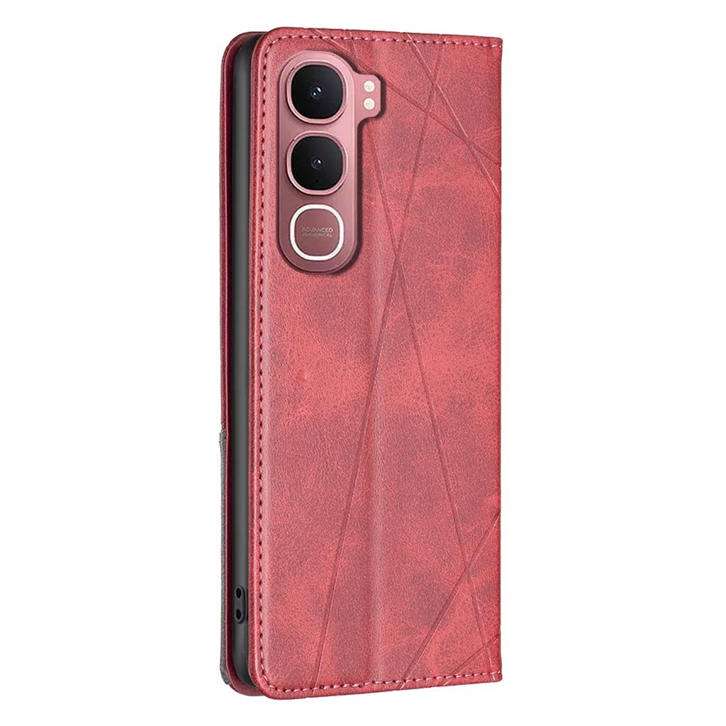 For vivo Y31 5G Case Card Slots Geometry Imprint Leather Phone Cover