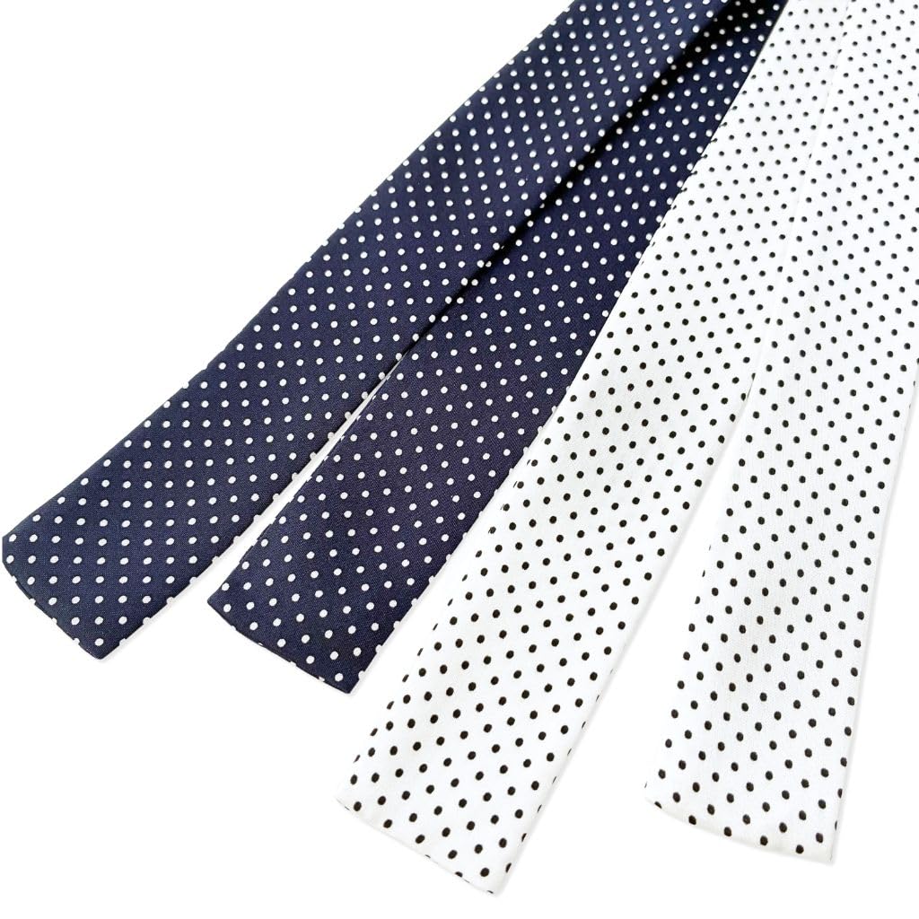 [D+Arts] Ribbon Tie Bow Tie Polka Dot Small 3cm Wide Hand-Tie Type Made in Japan Men's Women's (White)