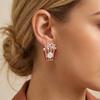 Creative Imitation Pearl Popcorn Stud Earrings for Women Trend Funny Statement Rhinestone Simulated Food Earring Jewelry Gift