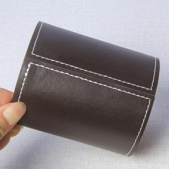 Pen Container Large Capacity Wear Resistant Smooth Edge Simple Style Compact Size Save Space Faux Leather Round Pen Holder Desktop Stationery Storage