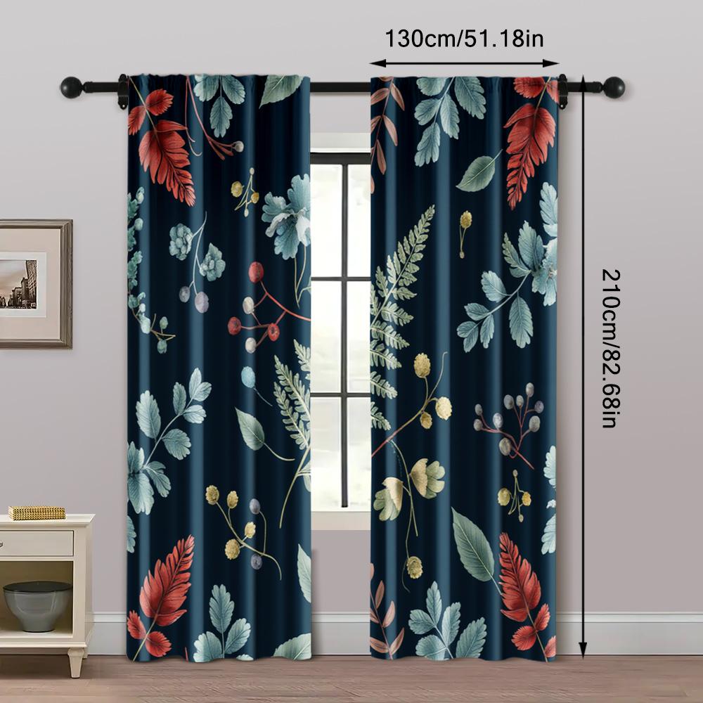 2pcs, Contemporary Curtains Boho Nature Leaf Versatile 100% Polyester (without Rod) All Seasons Perfect for Bedroom Living Room