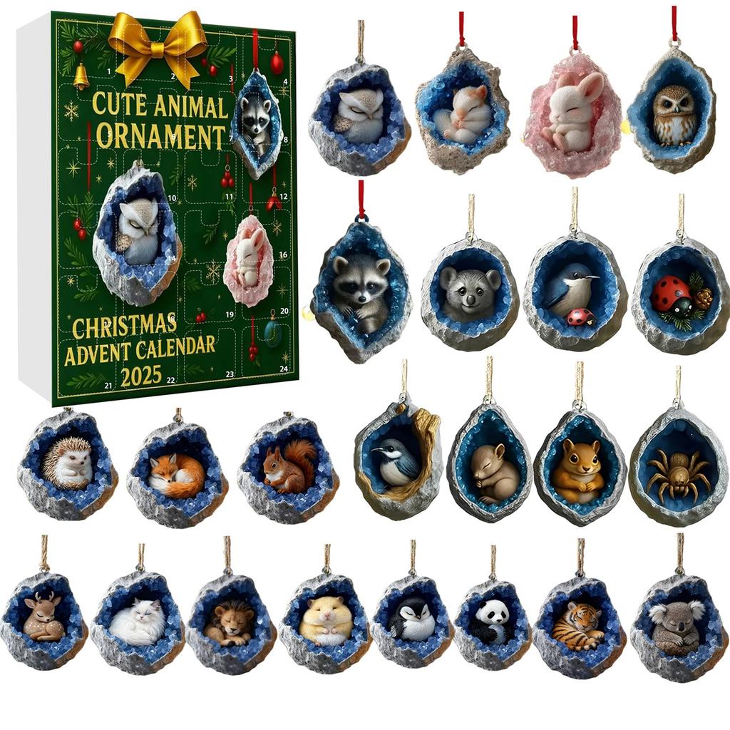Weihnachts-Adventskalender-Ornament, 24-Tage-Weihnachts-Adventskalender, Weihnachtsbaumschmuck, 2D-Flachacryl-Anhänger