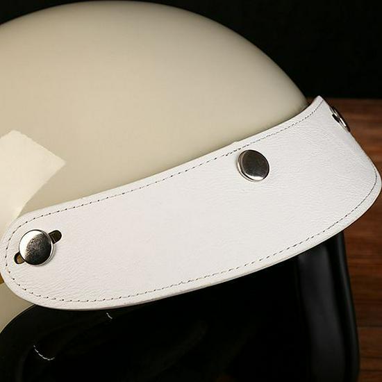 

Retro Leather Visor Three-Quarter Helmet with Sun and Rain Visor Small Brim білий