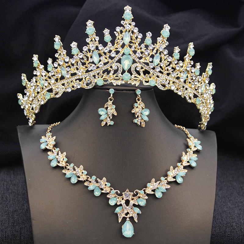Elegant Bridal Jewelry Sets Princess 3 Pcs Tiaras and Necklace Earrings for Party Prom Birthday Wedding Hair Accessories