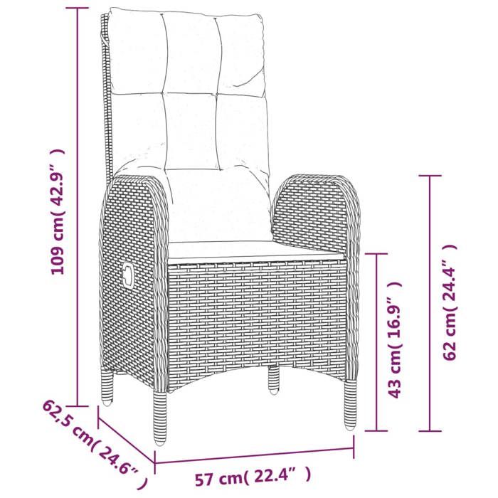 VidaXL Outdoor Chairs 2 Pcs Woven Resin Grey 46219
