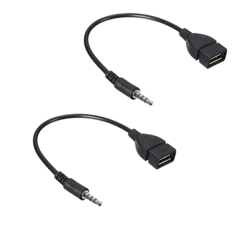 3 5 Mm Male Audio Adapter USB Flash Drive Reader Cable AUX Plug Extension Cable (Black 20 Cm) Car Interior Accessories