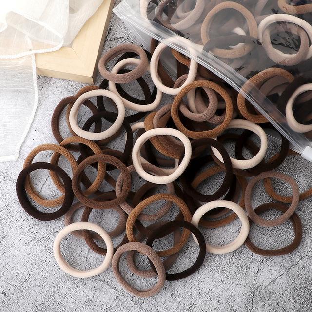 50/100PCS/Set Women Girls Basic Hair Bands 4cm Simple Solid Colors Elastic Headband Hair Ropes Ties Hair Accessories Ponytail Holder