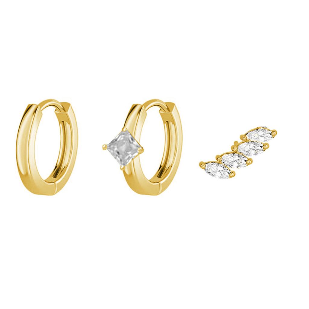 3pcs Trendy Zirconia Earring Stacks for Sensitive Ears Zircon Cartilage Tragus Accessories Handmade Ear Studs Accessory