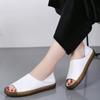 Sandales Romaines pour Femmes Extérieur Décontracté Cuir Blanc Chaussures Plates Grandes Tailles Creuses Bout Ouvert Chaussures d'Été pour Fille