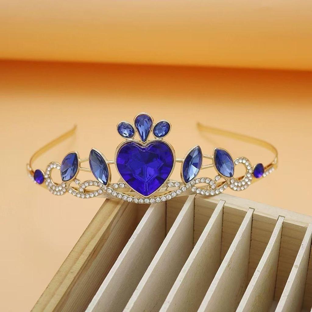 Korean Style Rhinestone Crystal Crown: Heart & Water Drop Diamond Design for Children's Performances