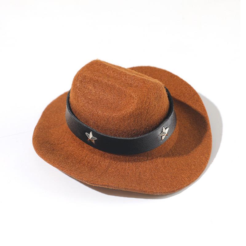 Western Cowboy Hat Pet Dog Hat Handmade Personalized Decorative Hat MINI Mexican West Cowboy Cap Pet Accessories (coffee,13*5CM) кофейный