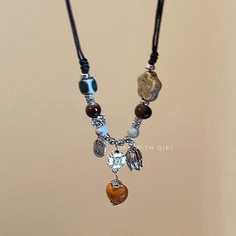 Misty Rain Kralen~ Nationale Stijl Kralenketting Dames Zomer Zen Stijl Lichte Luxe Premium Sleutelbeenketting Accessoires