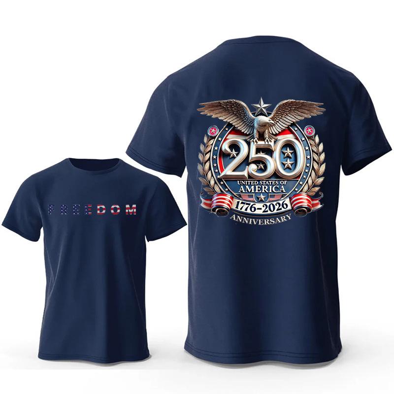 USA 250th Anniversary Freedom Eagle Emblem Short Sleeve T-Shirt
