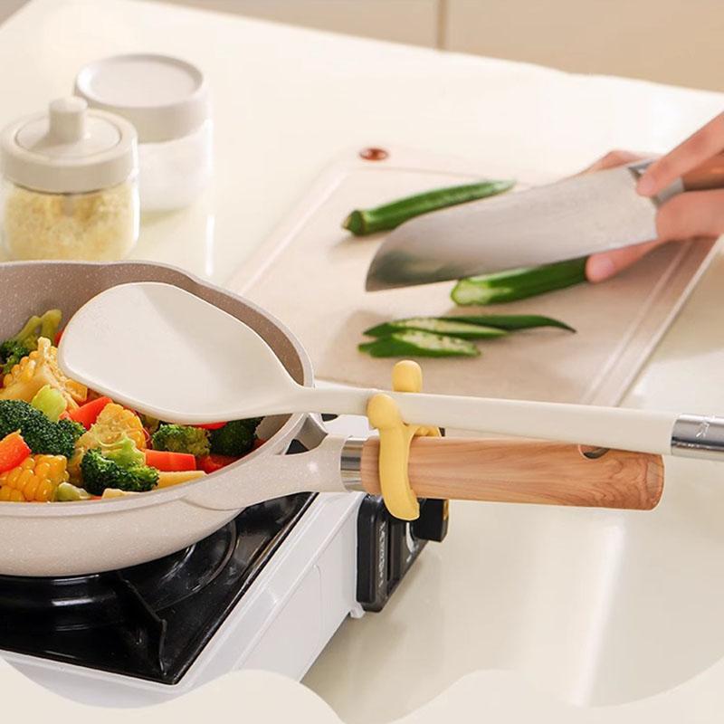 Multifunctional Deer Ear Spatula Holder Anti Scalding Overflow Pot Clip Silicone Spoon Rest Cooking Utensils Clip Kitchen Gadget