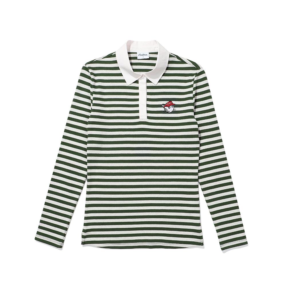 MALBON GOLF Malbon Striped Polo Shirt Green (Woman)