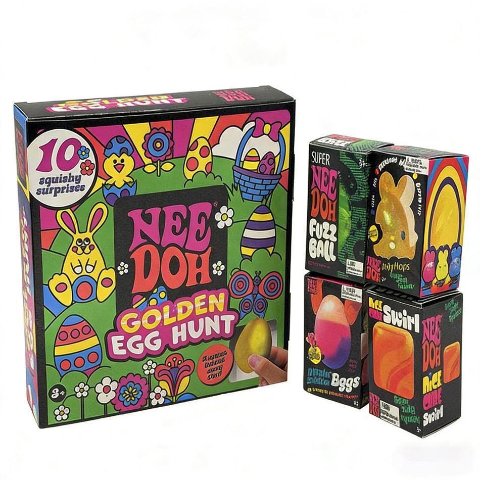 Nee-Doh Hot Golden Egg Treasure Hunt Toy With Squishy Surprise Stress Easing Squeeze Kids' Easter Party Toy For Kids Adults Children's Birthday Gift